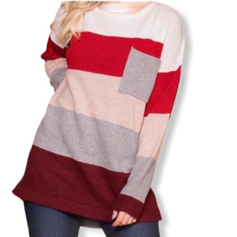 NWT Active USA Oversized Color-block Flattering Sweater - Picture 2 of 8